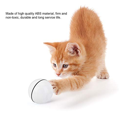 Zerodis Juguetes interactivos para Gatos Pelota de Bola rodante automática Juguetes ABS Carga USB Luz Brillante LED Inteligente Jugar Pelota para Gato Mascota(Blanco)
