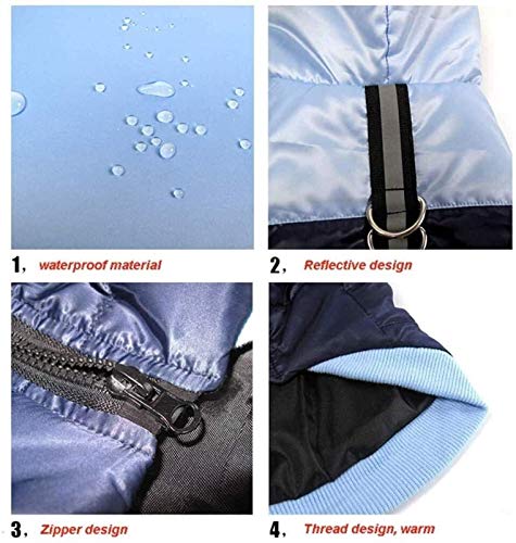 ZHTY Perro Jersey Cat Ropa Chihuahua Abajo Abajo Invierno Caliente Pet PUCHO Ropa de Cachorro espesante Abrigo de algodón para pequeños Perros Grandes (Color: Azul, Tamaño: Grande) Song