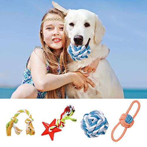 ZITFRI 12 Pack Juguetes para Perros Duradero y Masticable Juguetes para Perros Pequeño Medio, Grande, Mordedor Perros Juguete Interactivo para Perros Accesorios para su Buena Salud- Algodón Natural