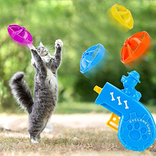 ZSWQ Cat Fetch Toy 12pcsCat Fetch Toy con hélices voladoras, Cat Tracks Toy Set Divertido Juguete de Ejercicio Interactivo de persecución(Color Random)