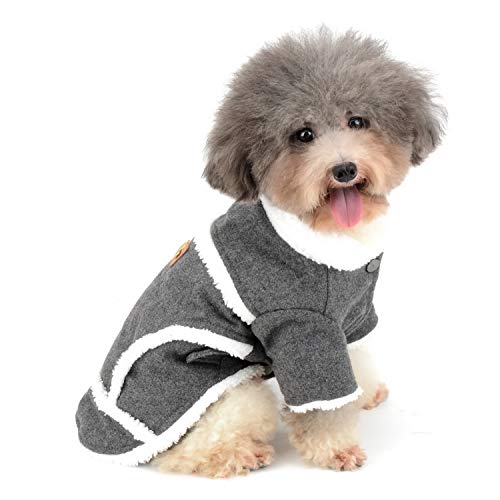 Zunea Chaqueta de estilo europeo abrigos para perros pequeños invierno cálido forro polar ropa para cachorros ropa de mascota gato disfraz sudadera gris XL