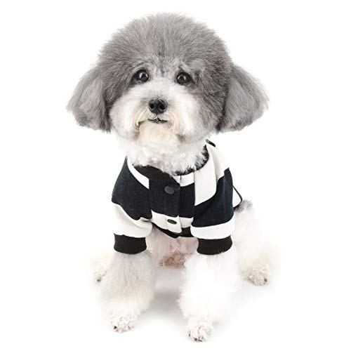 ZUNEA Sudadera para Perros Pequeños Cálido Abrigo Jersey Invierno con Rayas para Cachorros Ropa de Algodón Suave Acolchado para Mascotas Gatos Chihuahua Yorkshire Perros Niña Niño Negro S