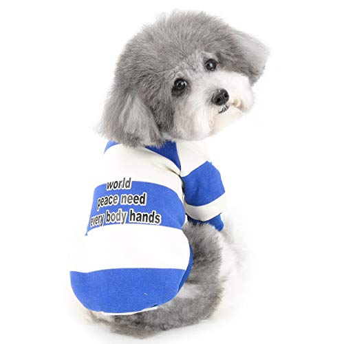 ZUNEA Sudadera para Perros Pequeños Cálido Abrigo Jersey Invierno con Rayas para Cachorros Ropa de Algodón Suave Acolchado para Mascotas Gatos Chihuahua Yorkshire Perros Niña Niño Azul XXL