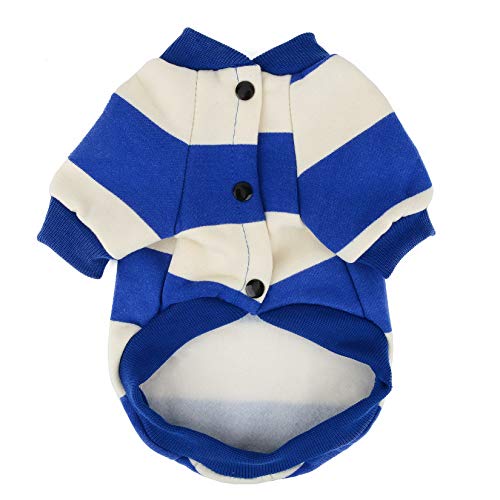 ZUNEA Sudadera para Perros Pequeños Cálido Abrigo Jersey Invierno con Rayas para Cachorros Ropa de Algodón Suave Acolchado para Mascotas Gatos Chihuahua Yorkshire Perros Niña Niño Azul XXL