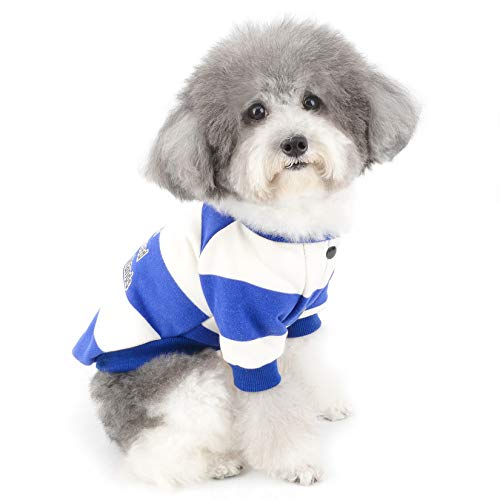 ZUNEA Sudadera para Perros Pequeños Cálido Abrigo Jersey Invierno con Rayas para Cachorros Ropa de Algodón Suave Acolchado para Mascotas Gatos Chihuahua Yorkshire Perros Niña Niño Azul XXL