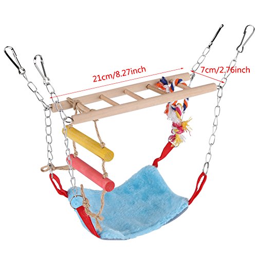 Zyyini Pájaro Swing Toy, 3 Colores multifuncionales Mascotas Escalera oscilante Accesorios de Cama Decoración Colgante para Mascotas pequeñas Aves(Azul)
