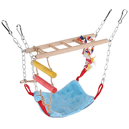 Zyyini Pájaro Swing Toy, 3 Colores multifuncionales Mascotas Escalera oscilante Accesorios de Cama Decoración Colgante para Mascotas pequeñas Aves(Azul)
