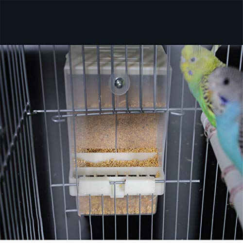 ZYZ Parrot Alimentador automático De plástico Transparente Sin desorden Comedero para pájaros Jaula Accesorios para periquitos Canario Cockatiel Finch Periquito Semilla Contenedor de Comida