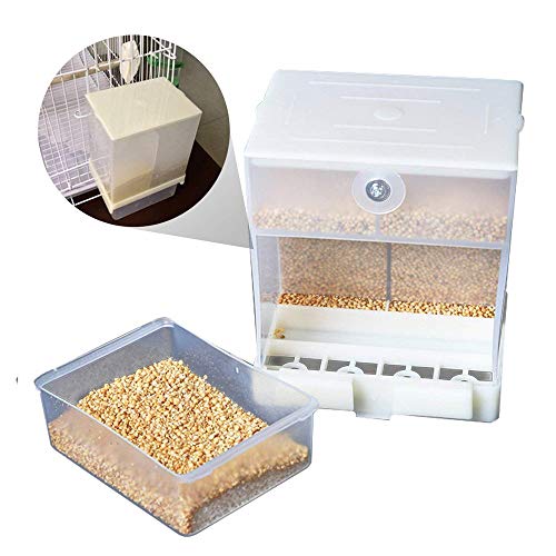 ZYZ Parrot Alimentador automático De plástico Transparente Sin desorden Comedero para pájaros Jaula Accesorios para periquitos Canario Cockatiel Finch Periquito Semilla Contenedor de Comida