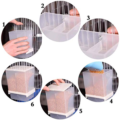 ZYZ Parrot Alimentador automático De plástico Transparente Sin desorden Comedero para pájaros Jaula Accesorios para periquitos Canario Cockatiel Finch Periquito Semilla Contenedor de Comida