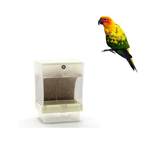 ZYZ Parrot Alimentador automático De plástico Transparente Sin desorden Comedero para pájaros Jaula Accesorios para periquitos Canario Cockatiel Finch Periquito Semilla Contenedor de Comida