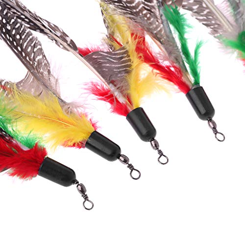 ZZALLL 5PCS Juguete de Gato de Plumas Naturales Hecho a Mano Da Bird Recargas Palos de Teaser interactivos
