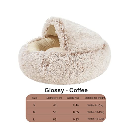 1 cama acogedora para perros y gatos pequeños, semi cerrada, redonda de felpa para gatos, cama cálida de felpa suave, larga y suave, sofá para dormir, ropa de cama de gato