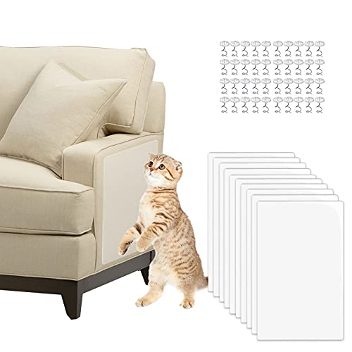 10 láminas adhesivas protectoras antiarañazos para gatos, 40 cm x 30 cm, transparentes, resistentes a los arañazos, protección para muebles con clavos en espiral, lámina antiarañazos, para sofá