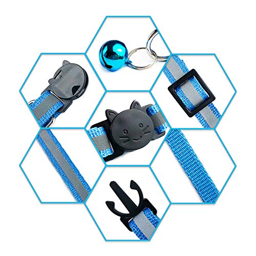 12 Piezas Collar Gato Collar Reflectante Gato Seguridad Ajustable con Hebilla de Seguridad Collar Campana Gato,Collar Gato Pequeño Personalizado