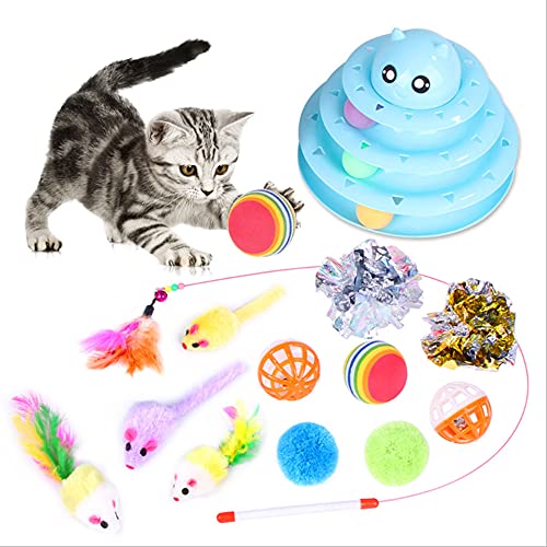14 Piezas Juguetes Interactivos para Gatos, Juguete Gato, Juguetes Gatos Interior, Juego Interactivo Juguetes Bolas Gatos, Juego Juguete Gatito ratón, para Gatos Gatitos de Interior