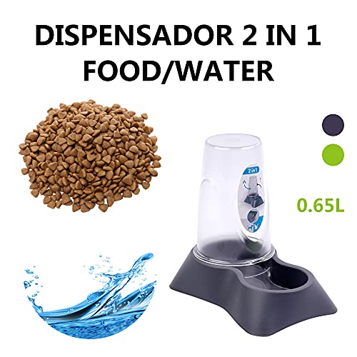 2 in 1 Comedero y Bebedero Automático para Gatos y Perros Dispensador de Agua Gato Pequeño Comedero de Perros Gatos (0.65L)