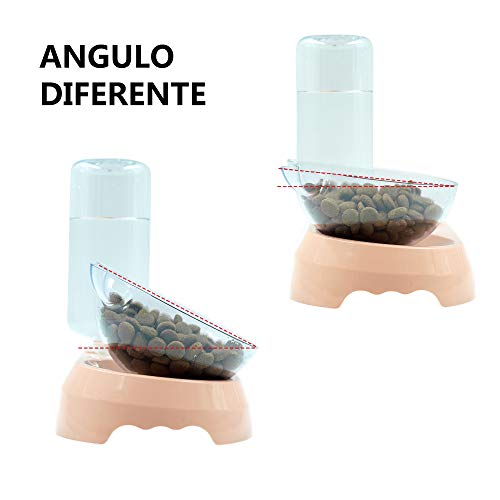 2 in 1 Comedero y Bebedero Automático para Gatos y Perros Dispensador de Agua Pequeño Gato Comedero De Agua para Mascotas Comedero de Perros Gatos (2EN1)