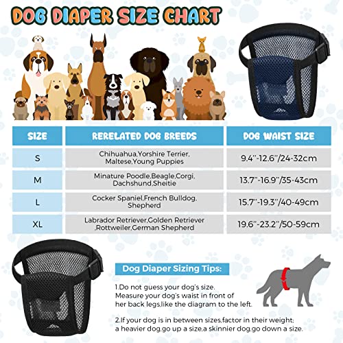 2 Paquetes Pantalones Pañales para Perros con 6 Toallas Sanitarias Bragas Protectoras Lavables Braguitas Higiénicas para Perros Hembras en Celo Sangrado Mensual, Negro y Azul (S)