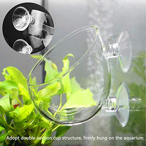 2 Pcs Maceta de Vidrio para Plantas de Acuario, Soporte para Plantas de Acuario Pecera con Ventosa, Titular de Planta Acuática Copas de Cristal para Suministros Acuario del Paisaje Mascotas