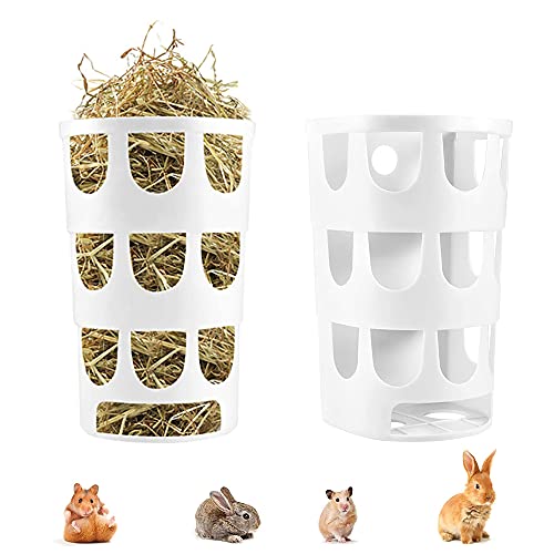 2 Piezas Comedero para Conejo, Alimentador de Conejo, Comedero de Heno, Heno Alimentador Automático, Alimentador de Heno Colgante, para Conejos, Cobayas, Chinchilla, Dispensador de Alimentos