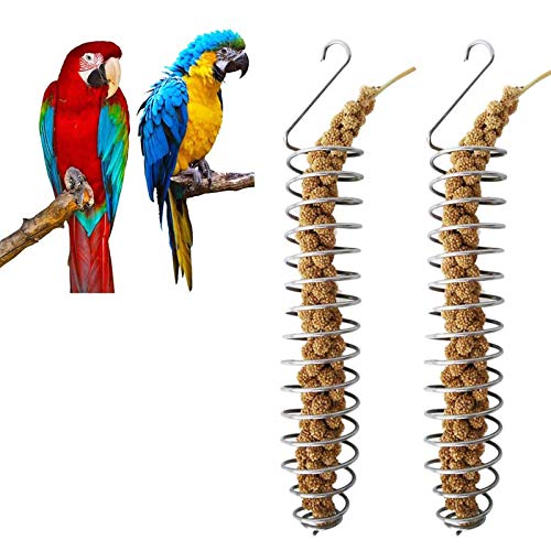 2 Piezas Pincho de Loro Brochetas de Frutas para Pájaros Acero Inoxidable Loro Fruta Vegetal Carne Alimento Complemento para Palitos Pequeño Animal Jaula de Jaula de Forraje Juguete de Forraje