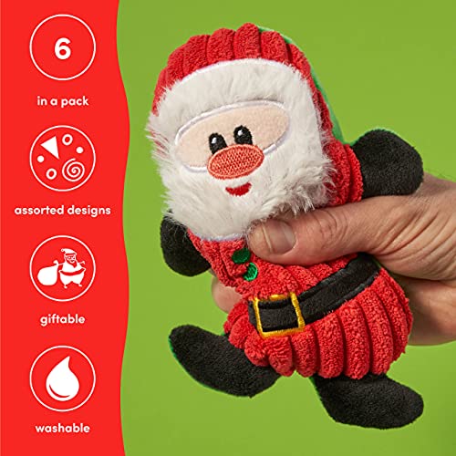 6 Juguetes de Peluche Navideños, Juguetes Chirriante y Mastican para Perros| Juguetes Interactivos para Cachorros, Perros Pequeños| Resistente, Lavable, No Tóxico| Regalo para Mascotas.