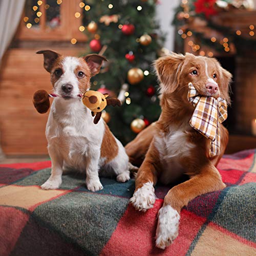 6 Juguetes de Peluche Navideños, Juguetes Chirriante y Mastican para Perros| Juguetes Interactivos para Cachorros, Perros Pequeños| Resistente, Lavable, No Tóxico| Regalo para Mascotas.