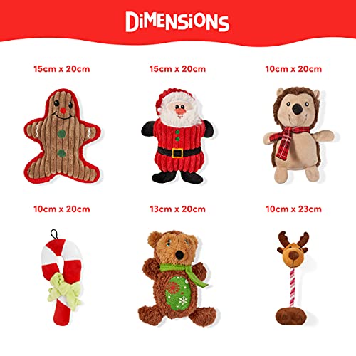 6 Juguetes de Peluche Navideños, Juguetes Chirriante y Mastican para Perros| Juguetes Interactivos para Cachorros, Perros Pequeños| Resistente, Lavable, No Tóxico| Regalo para Mascotas.
