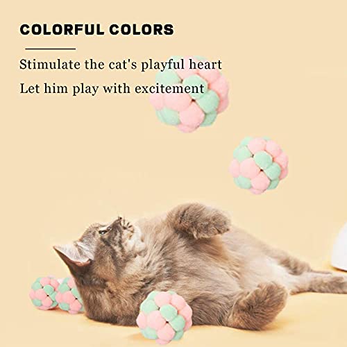 6 juguetes interactivos para gatitos, bolas de peluche de 1.7 pulgadas, juguetes de entrenamiento para gatos, gatito marrón y blanco