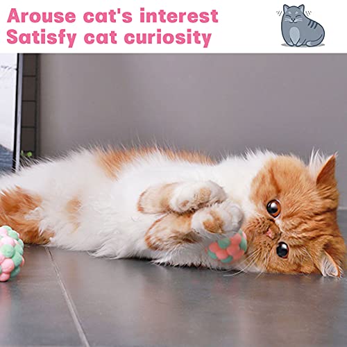 6 juguetes interactivos para gatitos, bolas de peluche de 1.7 pulgadas, juguetes de entrenamiento para gatos, gatito marrón y blanco