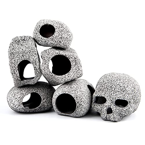 6 piezas de decoración de acuario cuevas de roca granito acuario adorno escondite peces para camarones serie realista aspecto piedra seguro para tanques de agua dulce y salada