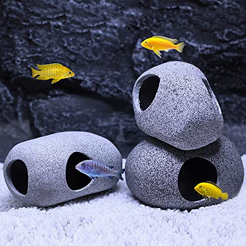 6 piezas de decoración de acuario cuevas de roca granito acuario adorno escondite peces para camarones serie realista aspecto piedra seguro para tanques de agua dulce y salada