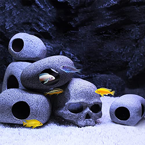 6 piezas de decoración de acuario cuevas de roca granito acuario adorno escondite peces para camarones serie realista aspecto piedra seguro para tanques de agua dulce y salada