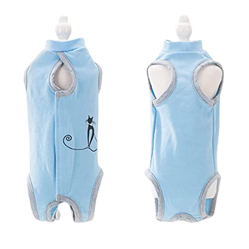 Aatpuss Bata Quirúrgica de Gato, Ropa de Destete para Mascotas, Chaleco de Destete, para Después de la Cirugía de Gatos, Traje Médico o Traje para Mascotas(Azul)