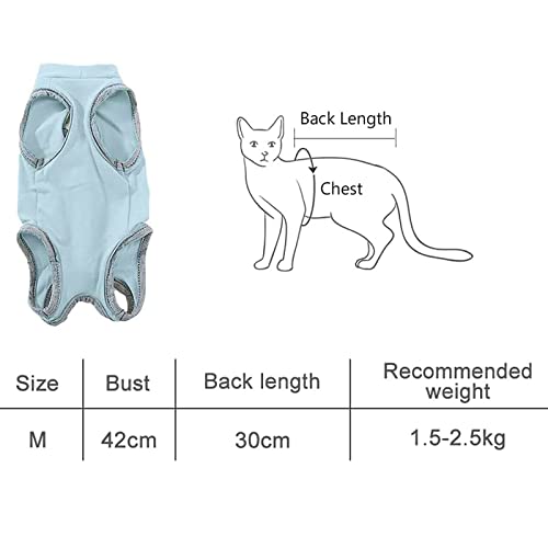 Aatpuss Bata Quirúrgica de Gato, Ropa de Destete para Mascotas, Chaleco de Destete, para Después de la Cirugía de Gatos, Traje Médico o Traje para Mascotas(Azul)