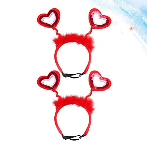 ABOOFAN 2 unids Delicado Día de San Valentín Mascotas en forma de corazón banda de pelo adorable Pet Hairpin Party Hoop para perro (rojo) Suministro de fiesta