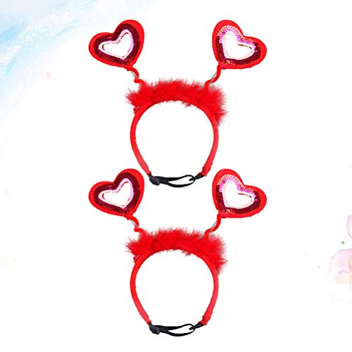 ABOOFAN 2 unids Delicado Día de San Valentín Mascotas en forma de corazón banda de pelo adorable Pet Hairpin Party Hoop para perro (rojo) Suministro de fiesta