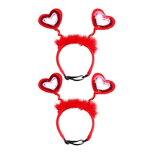 ABOOFAN 2 unids Delicado Día de San Valentín Mascotas en forma de corazón banda de pelo adorable Pet Hairpin Party Hoop para perro (rojo) Suministro de fiesta