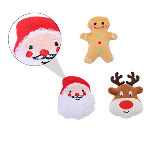 ABOOFAN 3 Juguetes de Navidad para Masticar el Perro con Pan de Jengibre y Papá Noel, Juguetes para Mascotas, Cachorros, Perros, Calcetines de Peluche(estilo aleatorio)