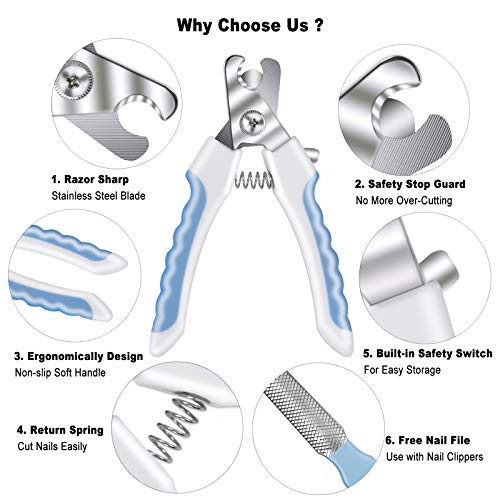 ACE2ACE Cortauñas Perro y Gatos, Cortauñas Perro Grande, Acero Inoxidable Cortador uñas Perro con Protector y Bloqueo de Seguridad, Aplicar Las Uñas para Perros, Gatos, Animales (Incluye Lima de uñas)