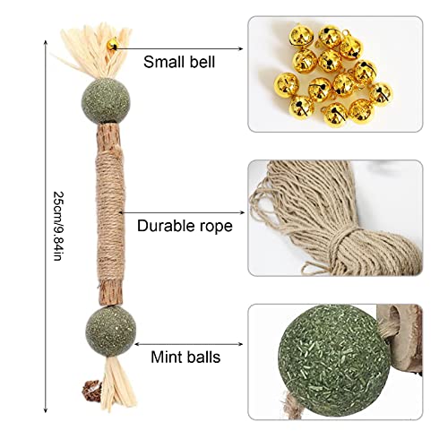 ACHANFLY 2 Piezas Catnip para Gatos Natural Nébeda Juguete Gato Interactivo Hierba Gatera Cat Palitos Masticables Toy Juegos Accesorios para Calmante Gatos Pequeños Dientes Limpios y Aliento Fresco