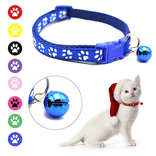 ACTTGGJ Collar Gato Personalizado Pequeño con Campana，9 Piezas Collares para Gatos Nailon Multicolor Gatos Accesorios para la Mayoría y Perros de los Gatos Domésticos de 19 a 32 cm（Serie 1）