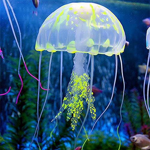 Acuario Medusas, Xiuyer 10pcs Acuario Coral de Silicona Simulación Artificial Medusas Resplandecientes Decoración del Tanque de Peces Adorno de Decor de Plantas Coralinas Marina Realista Ornamento