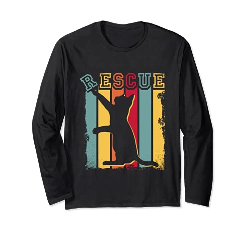 Adopción de gatos Regalo Vintage Rescate de Gatos Rescue Cat Manga Larga