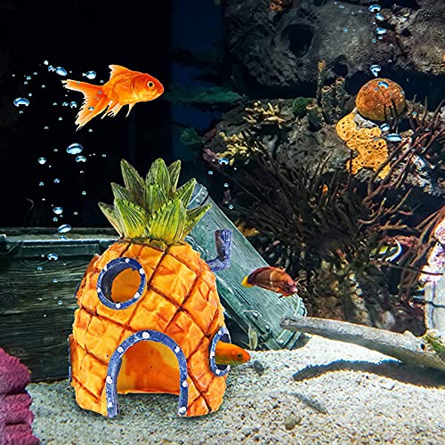 Adornos Para Acuarios 2 Piezas Adorno De Decoración De Acuario Adornos De Agua Paisaje Casa De Piña Decoración De Acuario Cueva Para Peces Para Acuario Pecera Estanque De Peces Decoración De Plástico