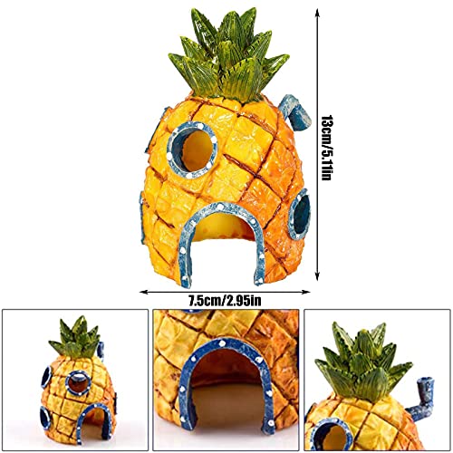 Adornos Para Acuarios 2 Piezas Adorno De Decoración De Acuario Adornos De Agua Paisaje Casa De Piña Decoración De Acuario Cueva Para Peces Para Acuario Pecera Estanque De Peces Decoración De Plástico