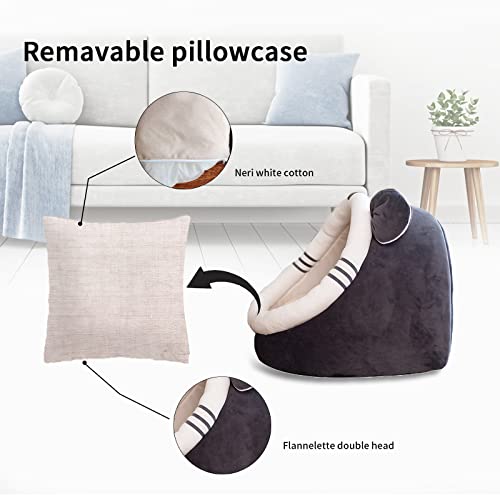 Aedcbaide Igloo cama para gatos, 2 en 1 fresca y cálida cueva de la tienda de campaña, extraíble lavable almohada almohada saco de dormir 42 x 42 x 34 cm para interiores gatos, perros y mascotas (M)