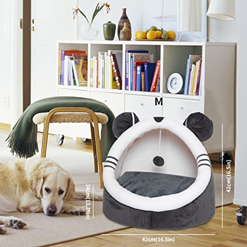 Aedcbaide Igloo cama para gatos, 2 en 1 fresca y cálida cueva de la tienda de campaña, extraíble lavable almohada almohada saco de dormir 42 x 42 x 34 cm para interiores gatos, perros y mascotas (M)