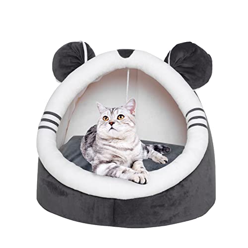 Aedcbaide Igloo cama para gatos, 2 en 1 fresca y cálida cueva de la tienda de campaña, extraíble lavable almohada almohada saco de dormir 42 x 42 x 34 cm para interiores gatos, perros y mascotas (M)